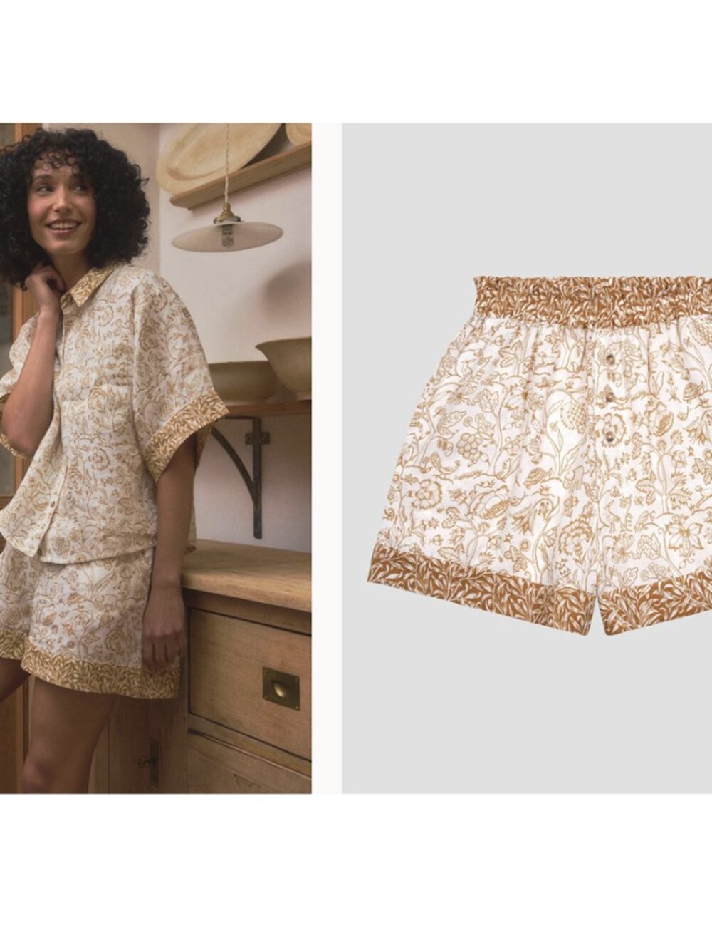 Piglet In Bed Women Ernest White Middlemore Linen Pajama Shorts S Floral Animals